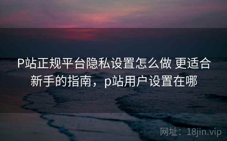 P站正规平台隐私设置怎么做 更适合新手的指南,p站用户设置在哪 P站正规平台隐私设置怎么做 更适合新手的指南,p站用户设置在哪