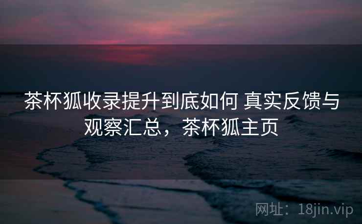茶杯狐收录提升到底如何 真实反馈与观察汇总，茶杯狐主页